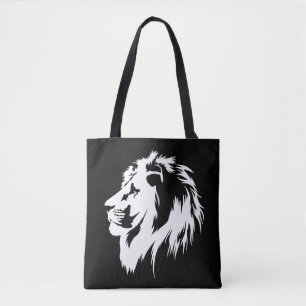 Bolso De Tela Retrato de león (blanco)