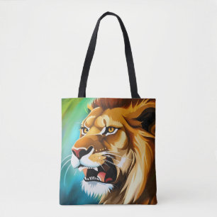 Bolso De Tela Retrato de león rugiente de lado-57566