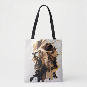 Bolso De Tela Retrato de leones pintura animal montaña de vida s