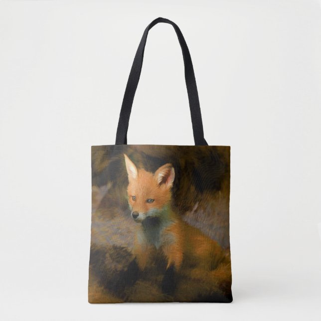 Bolso De Tela Retrato de Little Baby Fox Cub (Anverso)