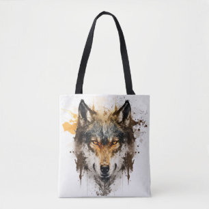 Bolso De Tela Retrato de lobo pintura animal vida silvestre al a