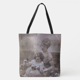 Bolso De Tela Retrato de madre e hijo de la vieja Sepia