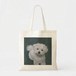 Bolso De Tela Retrato de mascota de perros blancos