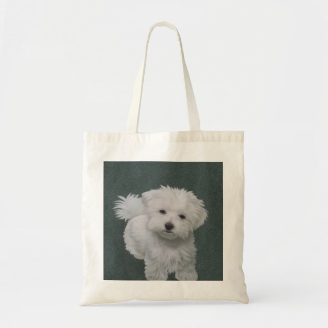Bolso De Tela Retrato de mascota de perros blancos (Frente)