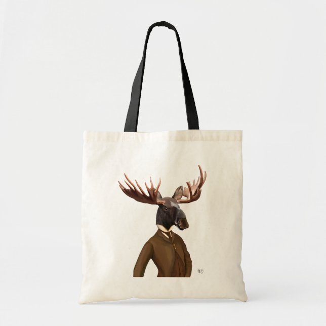 Bolso De Tela Retrato De Moose In Suit (Frente)