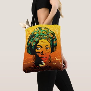 Bolso De Tela Retrato de mujer africana con puesta de sol