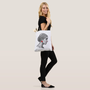 Bolso De Tela Retrato de mujer elegante con acento rojo