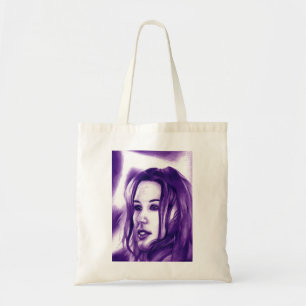 Bolso De Tela Retrato de mujer gente púrpura Arte original