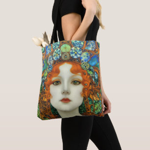 Bolso De Tela Retrato de mujer hermosa con estilo de vidrio manc