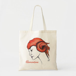 Bolso De Tela Retrato de mujer pelirroja naranja mandarina Pop A