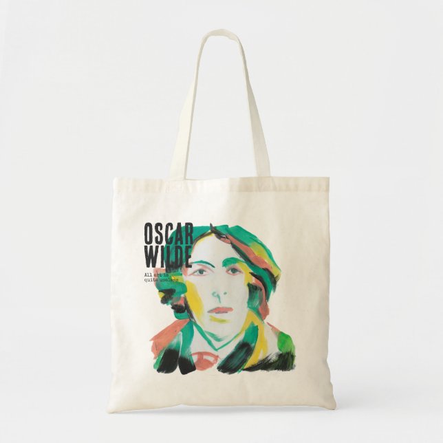 Bolso De Tela Retrato de Oscar Wilde con texto personalizado | B (Frente)