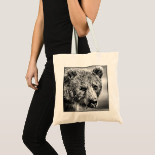 Bolso De Tela Retrato de oso pardo