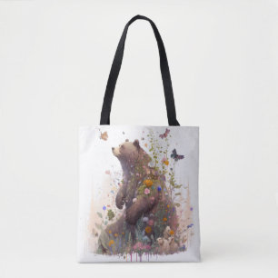 Bolso De Tela Retrato de oso pardo pintura animal de vida silves