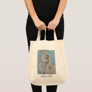 Bolso De Tela retrato de perro akita blanco de largo abrigo