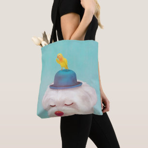 Bolso De Tela Retrato de perro de payaso meditativo