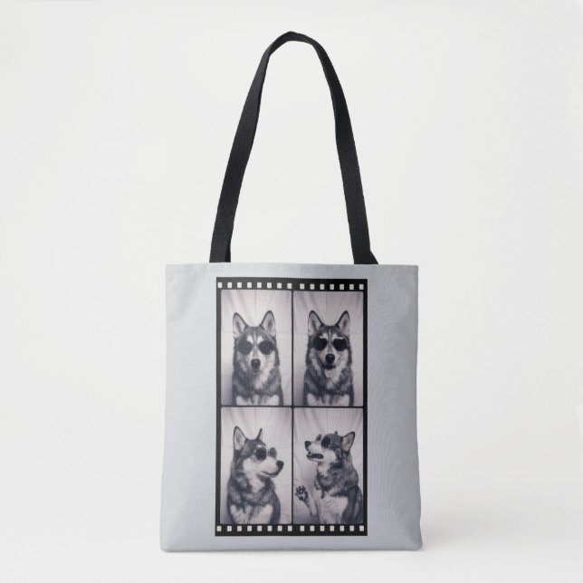 Bolso De Tela Retrato de perro Husky (Anverso)