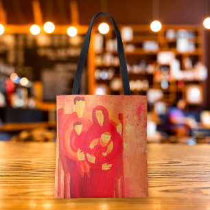 Bolso De Tela Retrato de pintura de arte contemporáneo de famili