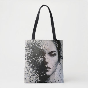 Bolso De Tela retrato de píxel en escala de grises desvaneciéndo
