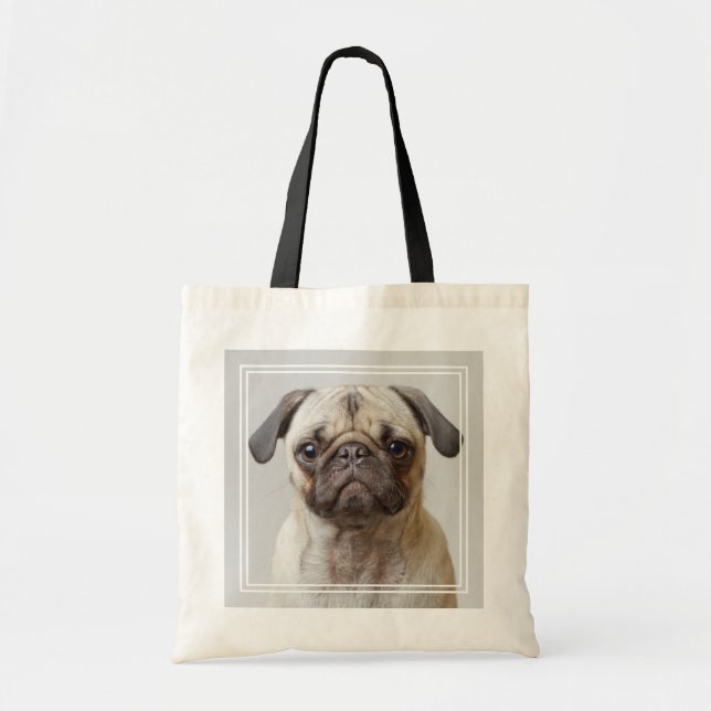 Bolso De Tela Retrato de Pug (Frente)