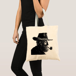 Bolso De Tela Retrato de puntos y líneas: Anciano sabio fumando
