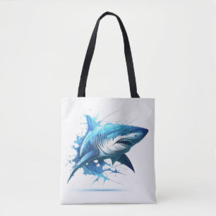 Bolso De Tela Retrato de tiburón pintura animal vida silvestre a