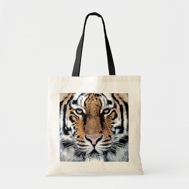 Bolso De Tela Retrato de tigres en estilo de prensa gráfica (Frente)