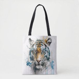 Bolso De Tela Retrato de tigres pintura animal vida silvestre al