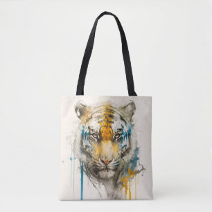 Bolso De Tela Retrato de tigres pintura animal vida silvestre al