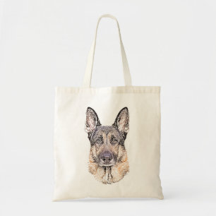 Bolso De Tela Retrato de un perro pastor alemán dibujado