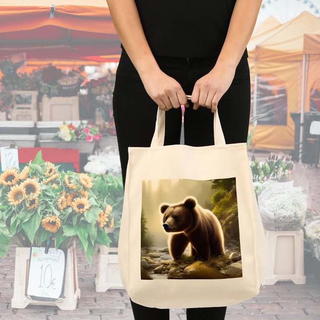 Bolso De Tela Retrato de vida salvaje de oso marrón (Subido por el creador)