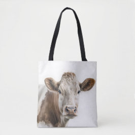 Bolso De Tela Retrato de Watercolor Hereford Cow