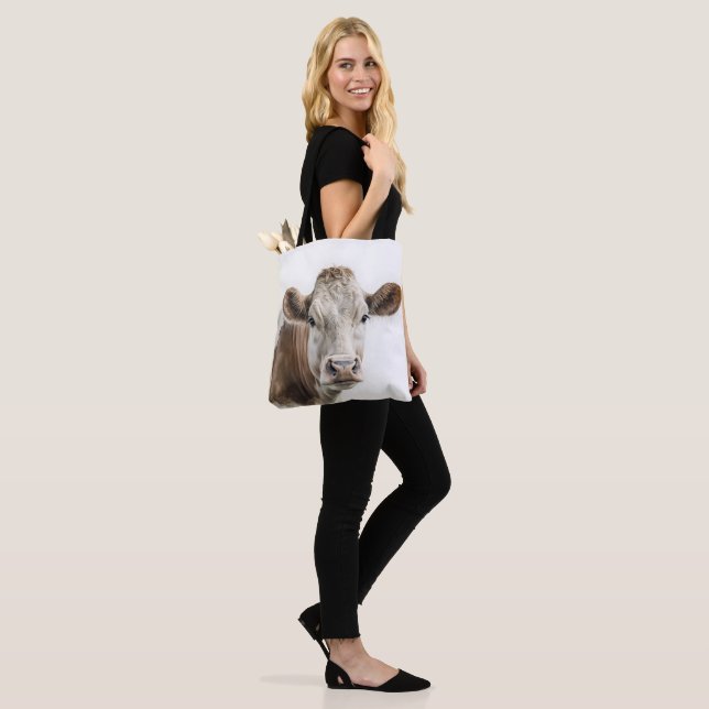 Bolso De Tela Retrato de Watercolor Hereford Cow (Puesto)