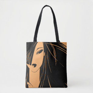 Bolso De Tela Retrato del chica con pelo desechado