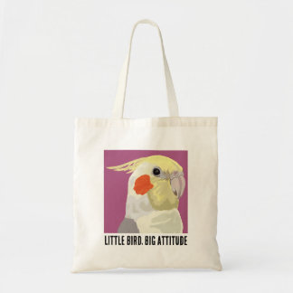 Bolso De Tela Retrato divertido de un pequeño pájaro cockatiel c