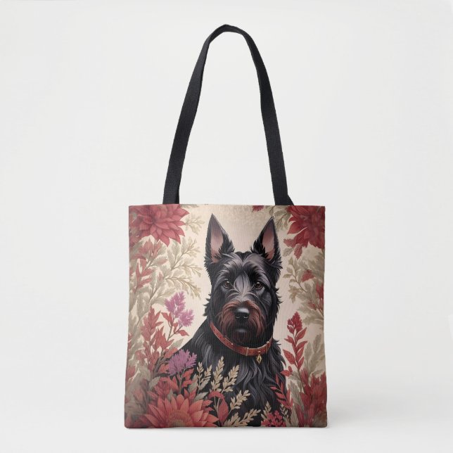 Bolso De Tela Retrato elegante de perro de terror escocés (Anverso)