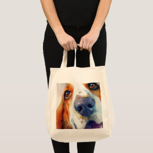 Bolso De Tela retrato en acuarela de basset hound