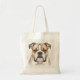 Bolso De Tela Retrato en Acuarela de Bulldog Inglés