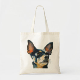 Bolso De Tela retrato en acuarela de chihuahua negro y marrón