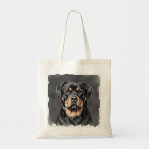 Bolso De Tela Retrato en Acuarela de Rottweiler
