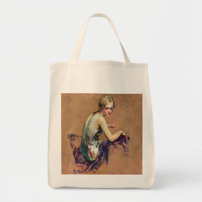 Bolso De Tela Retrato en colores pastel (Frente)