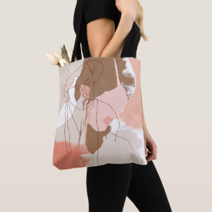 Bolso De Tela Retrato femenino de contorno pintado