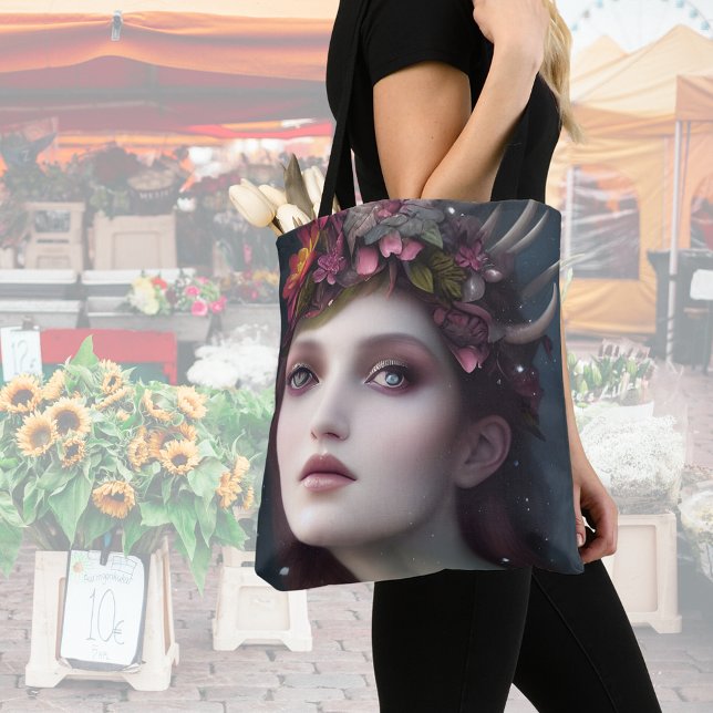 Bolso De Tela Retrato floral de diosa de invierno (Subido por el creador)