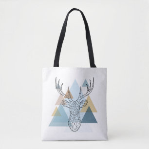 Bolso De Tela Retrato geométrico de los ciervos