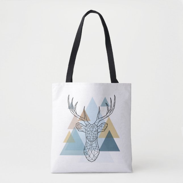 Bolso De Tela Retrato geométrico de los ciervos (Anverso)