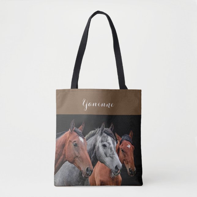 BOLSO DE TELA RETRATO HERMOSO DE LOS CABALLOS PARA LOS AMANTES (Anverso)