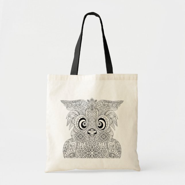 Bolso De Tela Retrato inspirado del búho (Frente)