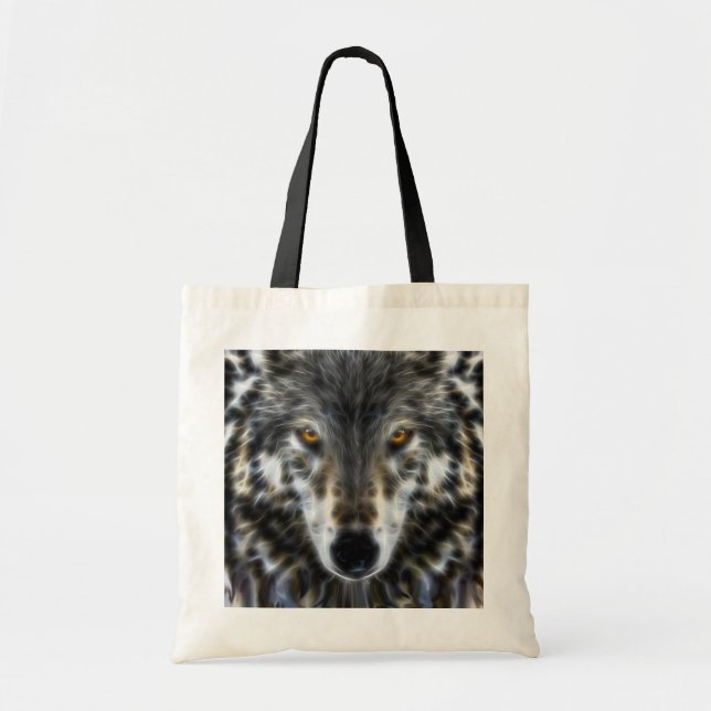 Bolso De Tela Retrato Inspirador de Lobo salvaje (Frente)