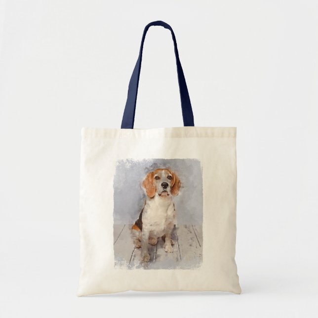 Bolso De Tela Retrato lindo de la acuarela del beagle (Frente)