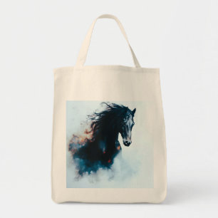 Bolso De Tela Retrato minimalista de caballo negro de carreras