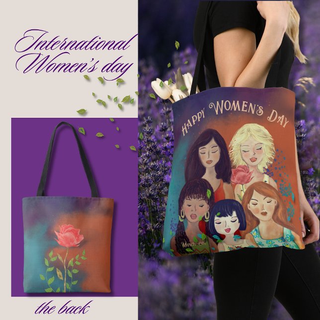 Bolso De Tela Retrato multiétnico del Día Internacional de la Mu (International Women's Day multi-ethnic portrait Tote Bag)